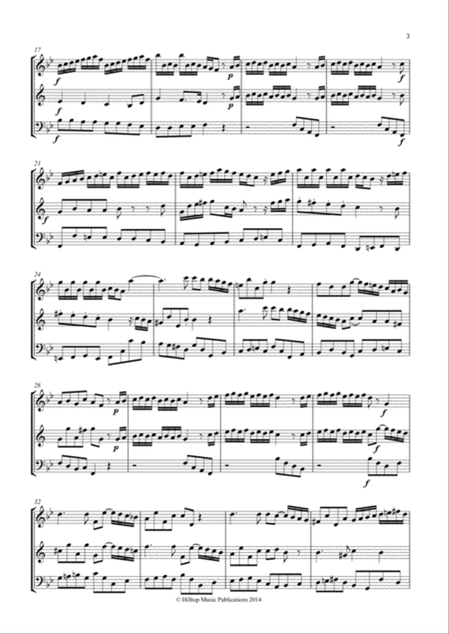 Sinfonia from Acis and Galatea arr. flute, clarinet and bassoon. Woodwind Trio scores gallery preview page 3