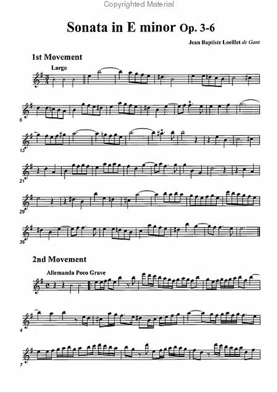 Sonata in E minor, Op. 3-6 Alto Recorder scores gallery preview page 2