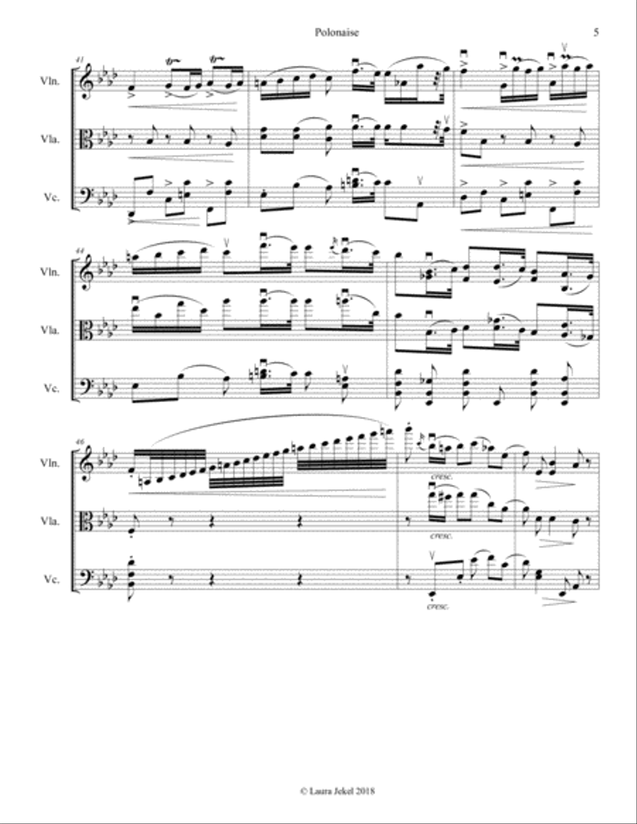Polonaise Op. 53 by Chopin for String Trio String Trio scores gallery preview page 5