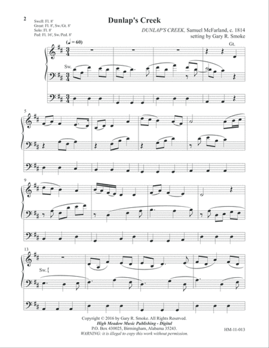 Dunlap's Creek Organ Solo scores gallery preview page 2
