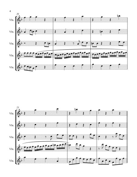 For Unto Us a Child is Born (from "Messiah") (F) (Violin Quintet)
