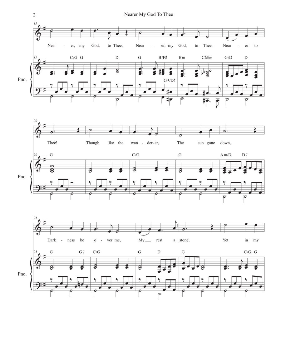 Nearer My God To Thee (Vocal solo - (High Key) Piano, Vocal scores gallery preview page 2