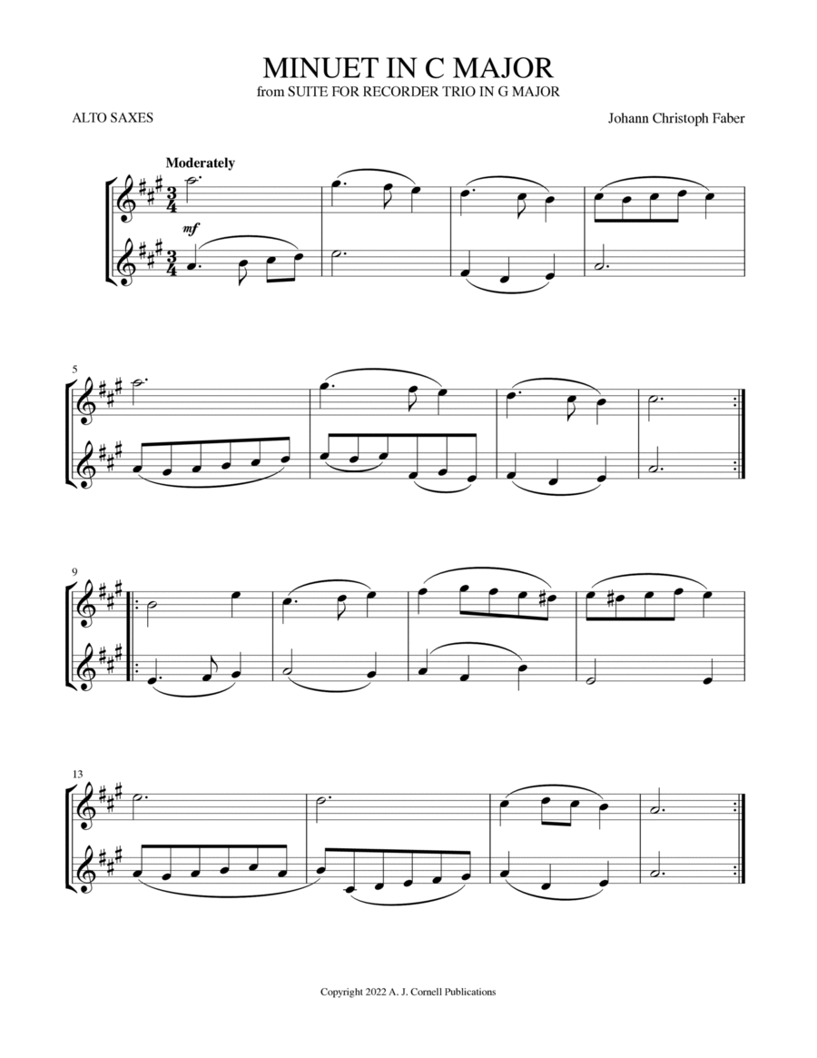 Minuet in C Major (from Suite for Recorder Trio in G Major) image number null