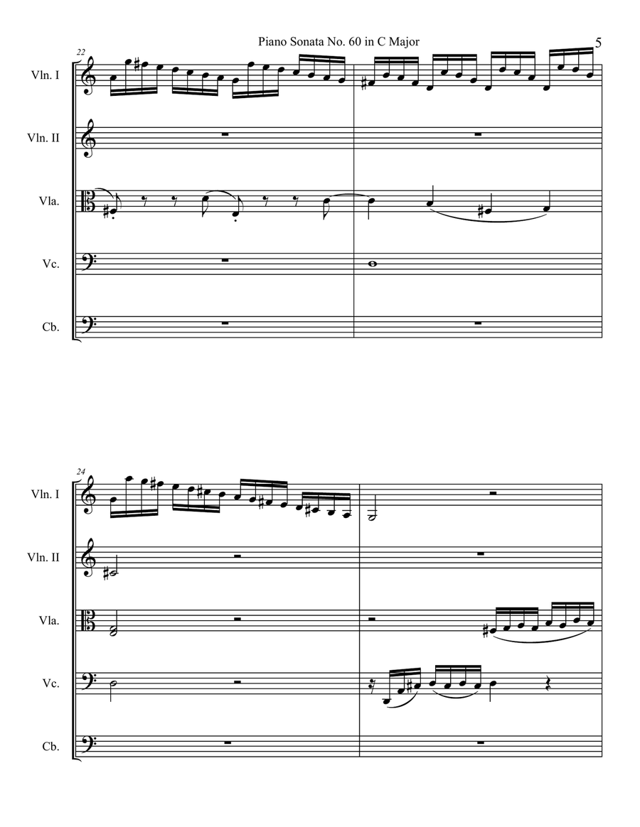 Piano Sonata in C major, Hob.XVI:50, Movement 1 String Orchestra scores gallery preview page 5