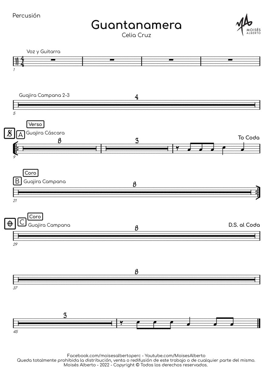 Guantanamera Percussion Ensemble scores gallery preview page 1
