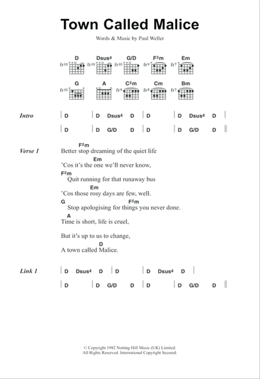 Town Called Malice Acoustic Guitar scores gallery preview page 1