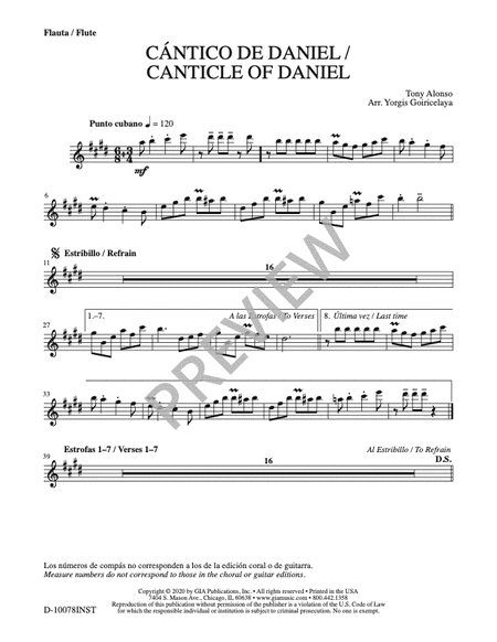 Cántico de Daniel / Canticle of Daniel - Instrument edition
