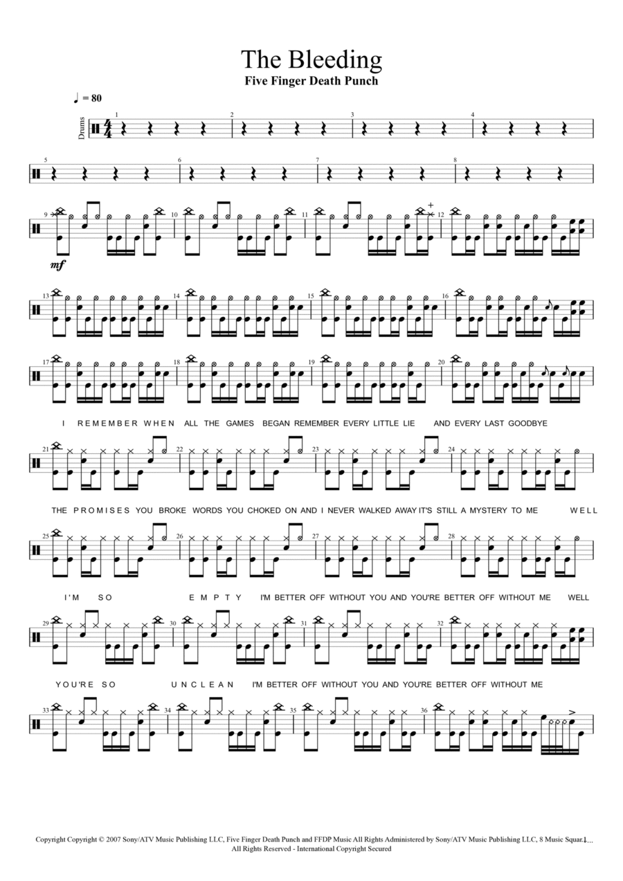 The Bleeding Drum Set scores gallery preview page 1