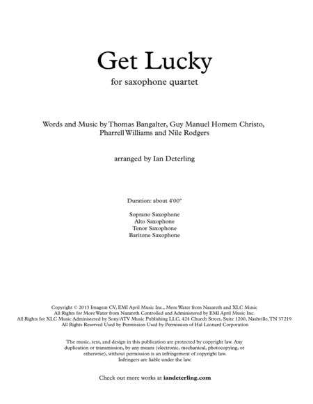 Get Lucky (for Saxophone Quartet) image number null