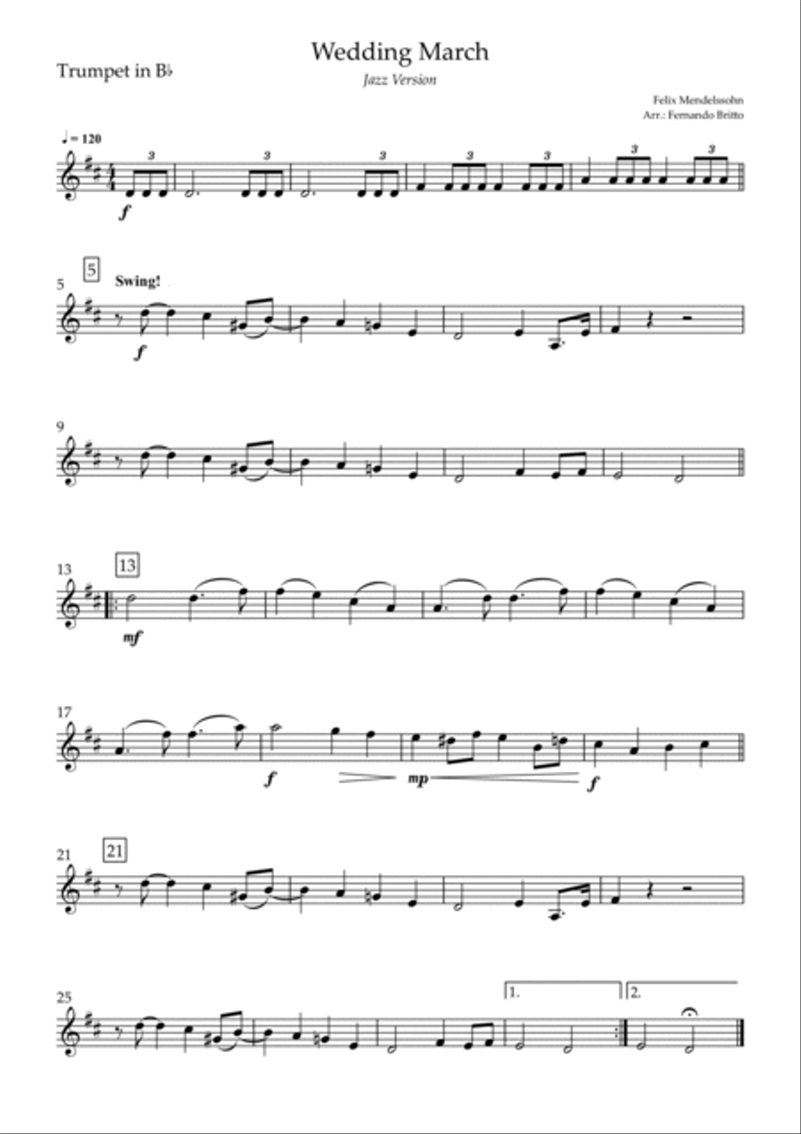 Wedding March (Felix Mendelssohn) Jazz Version Small Ensemble scores gallery preview page 5