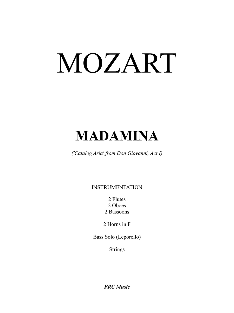 MADAMINA ('Catalog Aria' from Don Giovanni, Act I) Chamber Orchestra scores gallery preview page 2