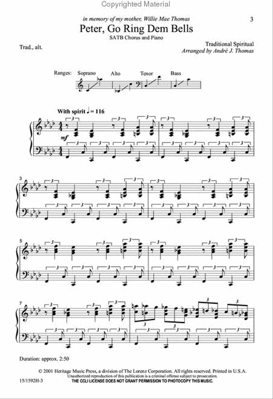 Peter, Go Ring Dem Bells Peter, Go Ring Dem Bells 4-Part scores gallery preview page 2
