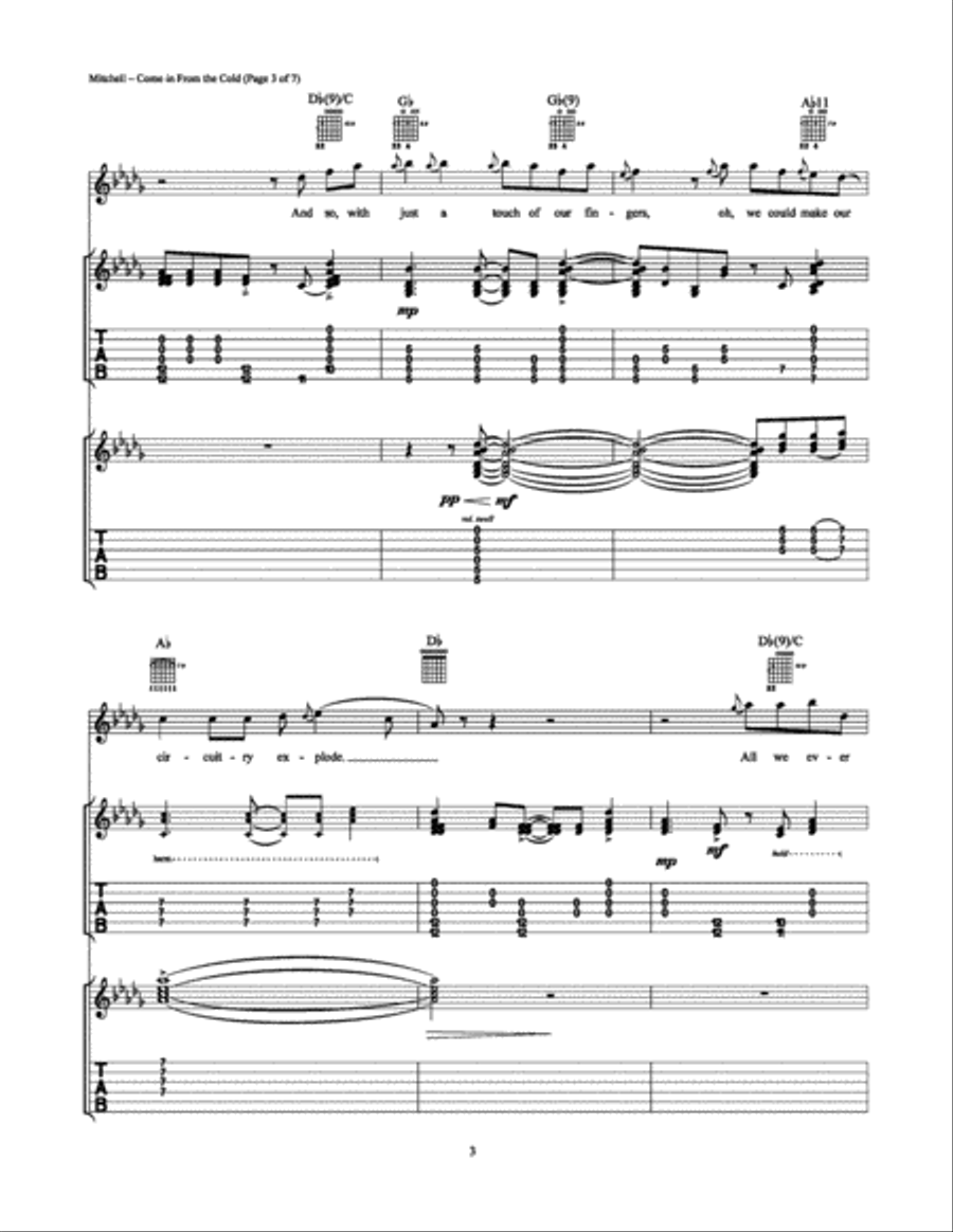 Come In From the Cold Electric Guitar scores gallery preview page 3