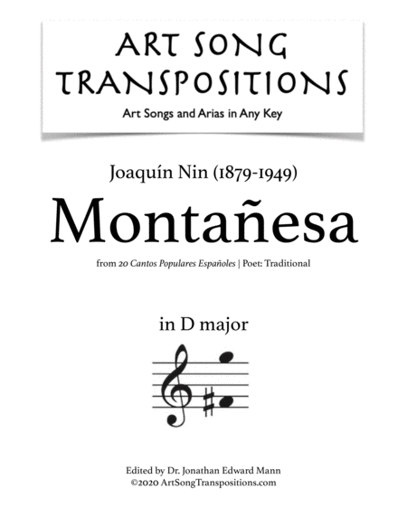 NIN: Montañesa (transposed to D major)