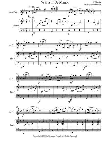 Waltz in A Minor - Alto Flute and Piano - Chamber music image number null