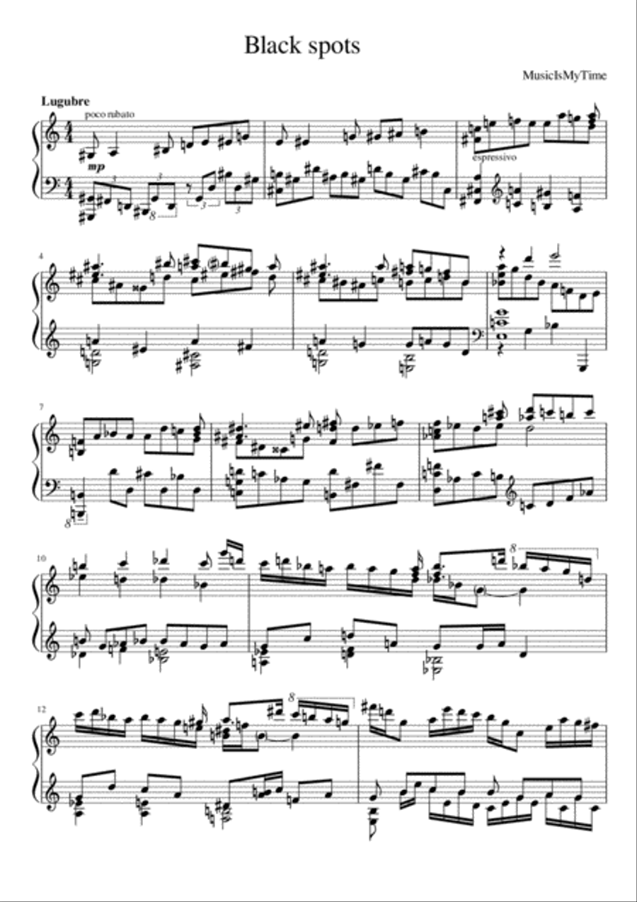 Black spots Piano Solo scores gallery preview page 1