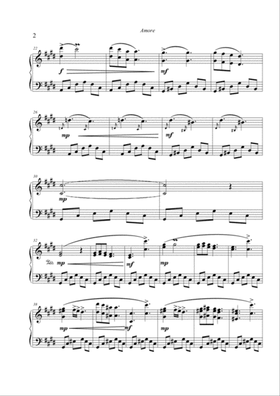 Amore (Op. 5 Nocturne N°2 in C#m) Piano Solo scores gallery preview page 2