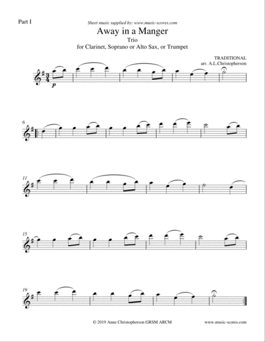 Away in a Manger - Trio for any instruments in Bb, Eb and C C Instrument scores gallery preview page 5