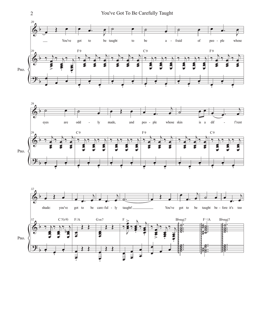 You've Got To Be Carefully Taught Piano, Vocal scores gallery preview page 2