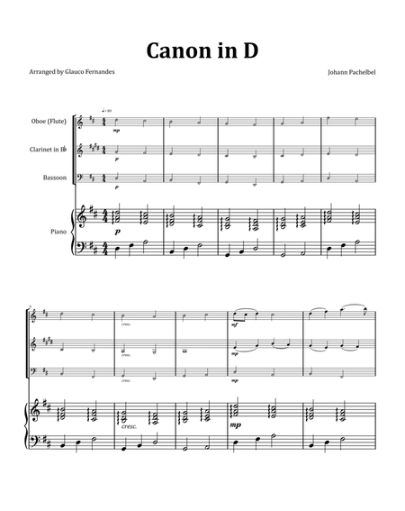 Canon by Pachelbel - Woodwind Trio with Piano image number null