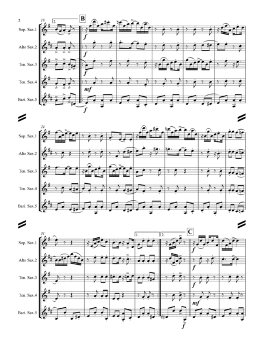 Joplin - “Maple Leaf Rag” (for Saxophone Quintet SATTB) image number null