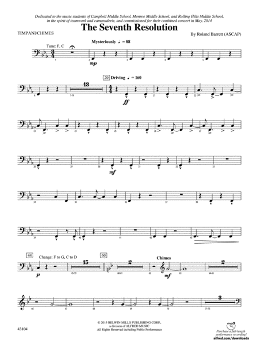 The Seventh Resolution: Timpani Concert Band scores gallery preview page 1