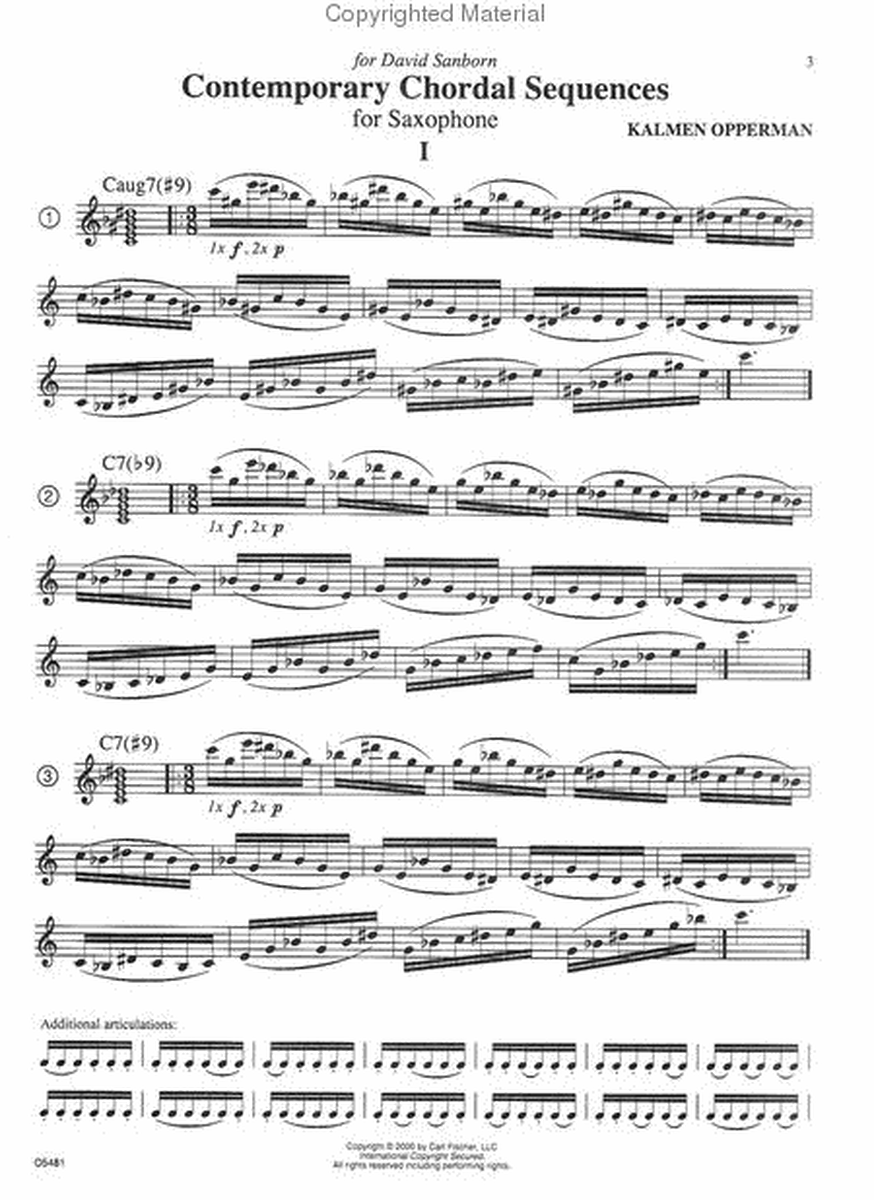 Contemporary Chordal Sequences For Saxophone