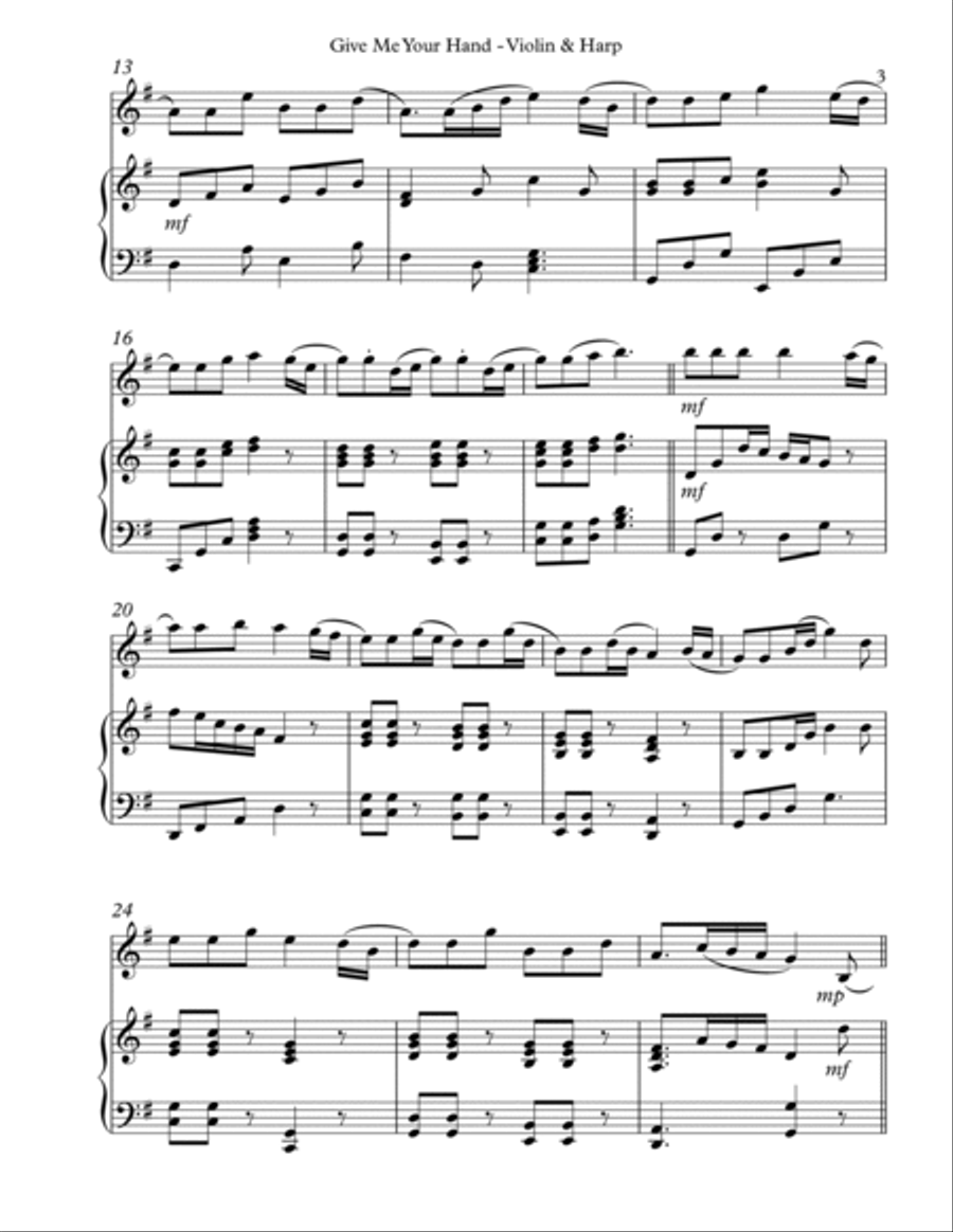 Give Me Your Hand, Duet for Violin & Harp String Duet scores gallery preview page 3
