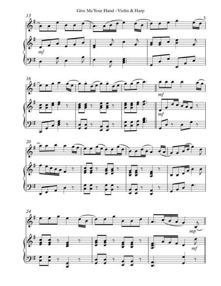 Give Me Your Hand, Duet for Violin & Harp String Duet - Digital Sheet Music