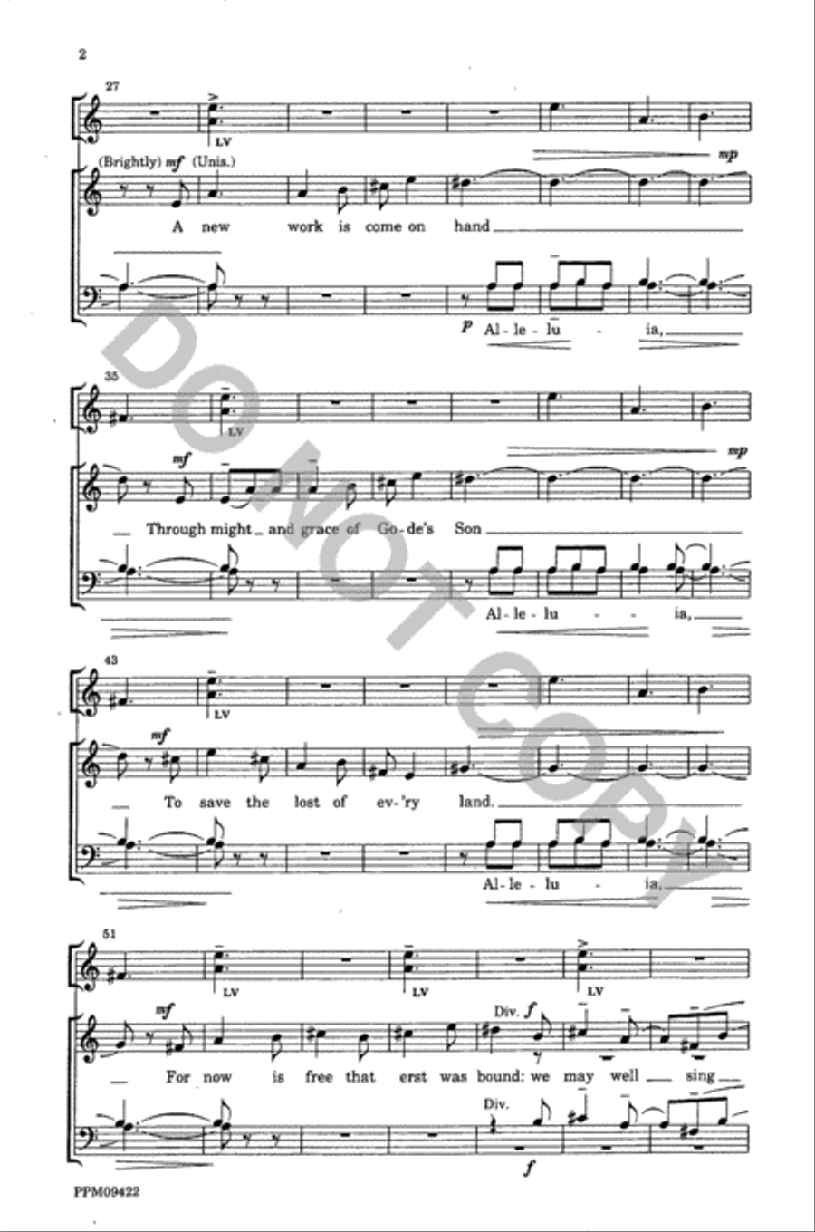 Alleluia: A New Work Is Come On Hand 4-Part scores gallery preview page 3