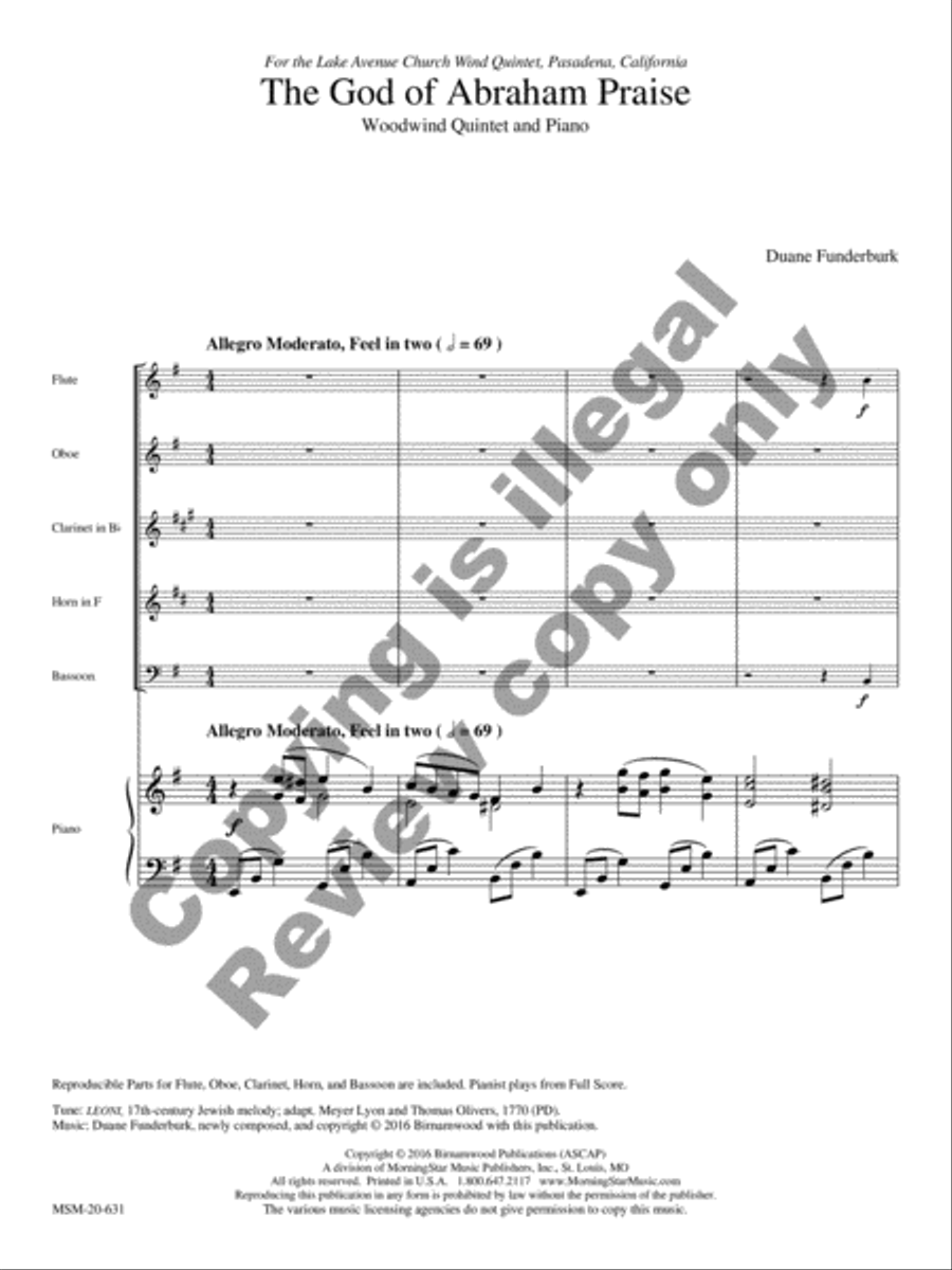 The God of Abraham Praise Woodwind Quintet scores gallery preview page 8