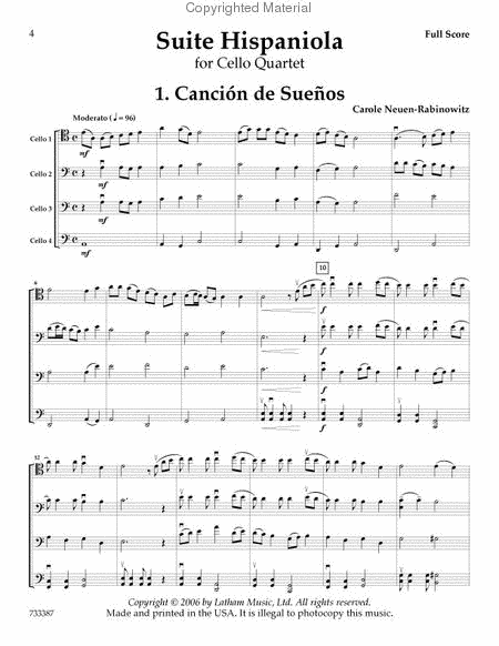Suite Hispaniola for Cello Quartet image number null