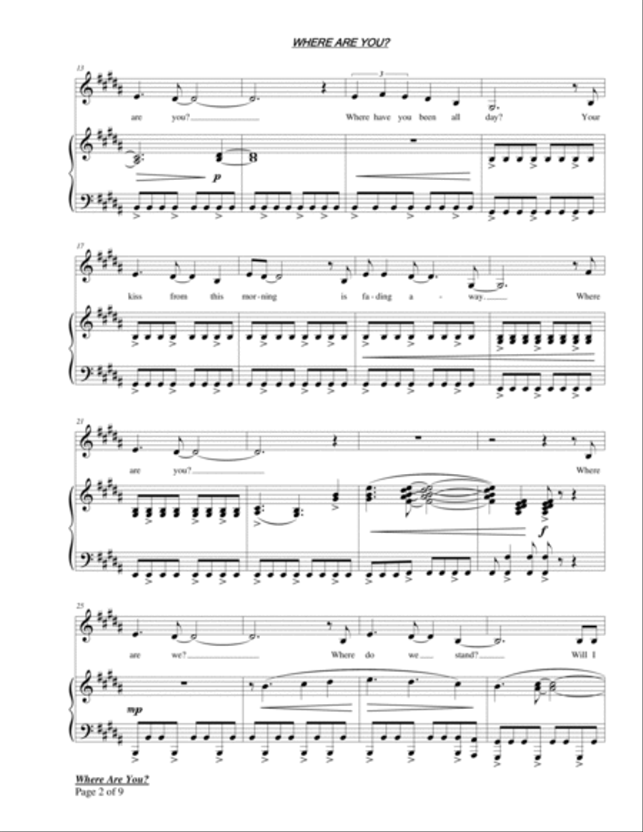 Where Are You? for Voice and Piano Voice Solo scores gallery preview page 4