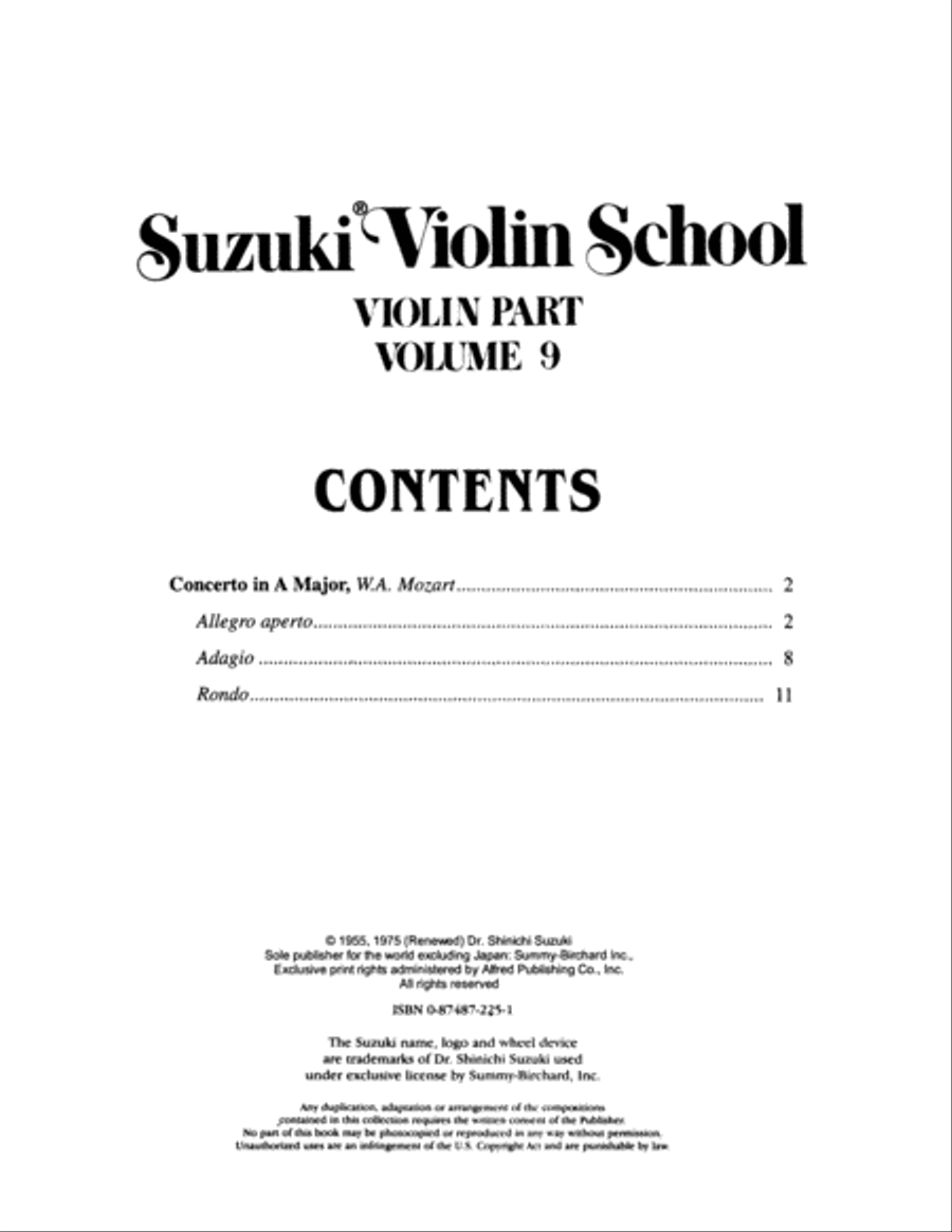 Suzuki Violin School, Volume 9