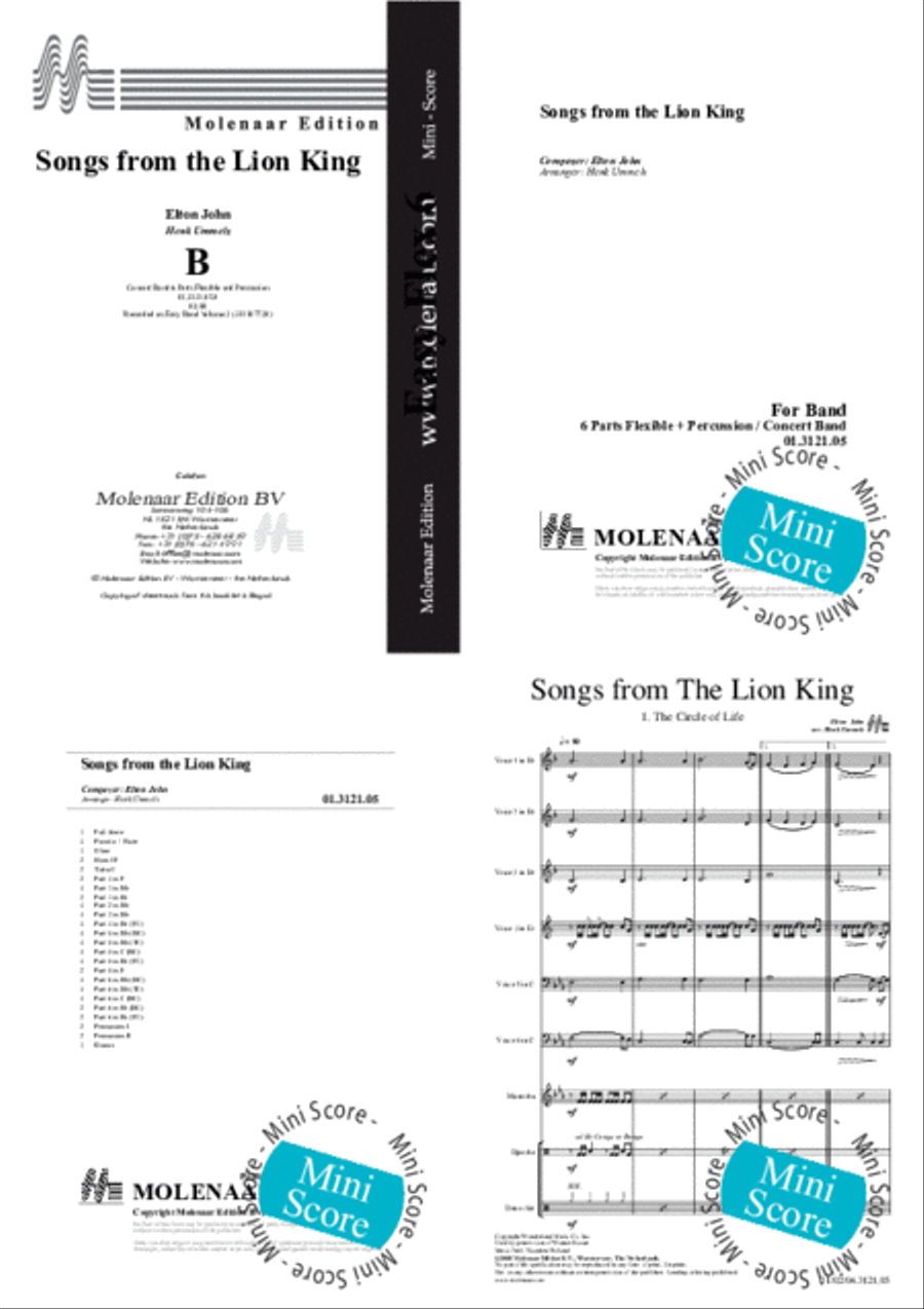 Songs from the Lion King Concert Band scores gallery preview page 2