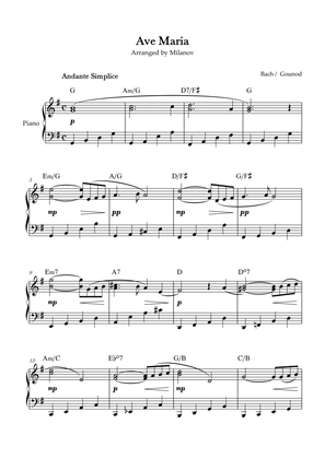 Ave Maria Bach Gounod in G Intermediate Piano Chord