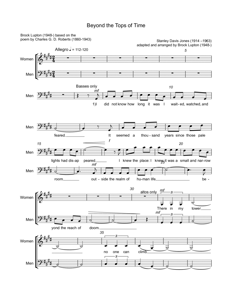 Beyond the Tops of Time Beyond the Tops of Time Divisi scores gallery preview page 1