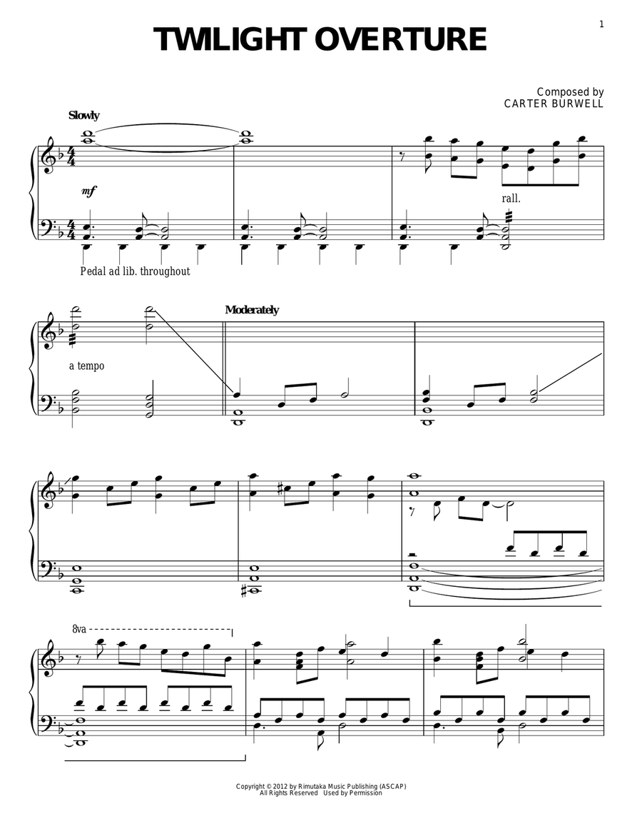 Twilight Overture Piano Solo scores gallery preview page 1