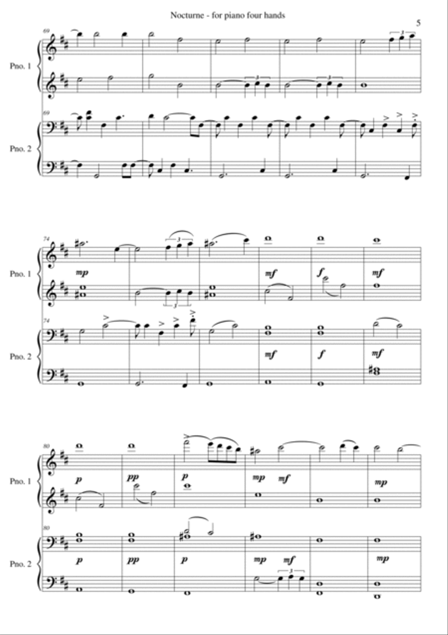 Nocturne for piano (4 hands) Piano Duet scores gallery preview page 5