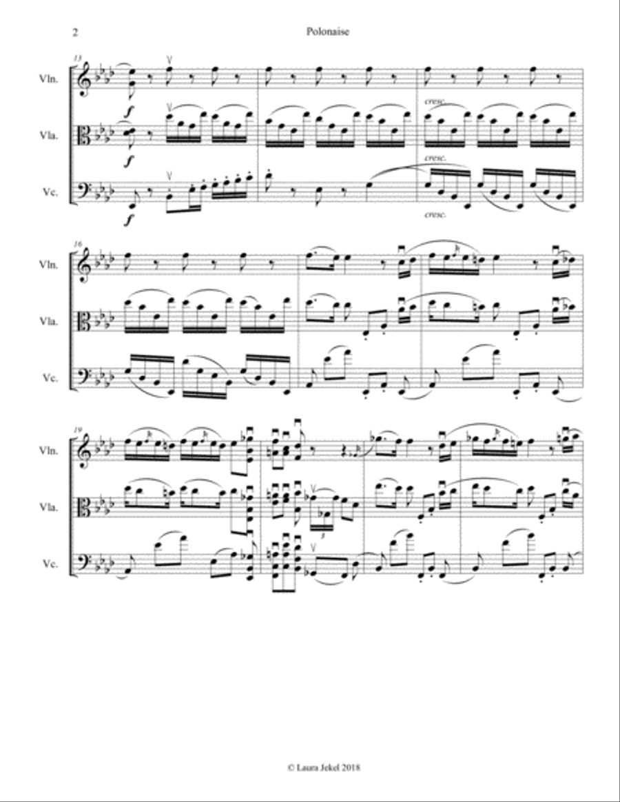 Polonaise Op. 53 by Chopin for String Trio String Trio scores gallery preview page 2