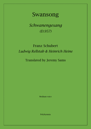 Schubert Swansong (Schwanengesang) translated Jeremy Sams (medium voice)