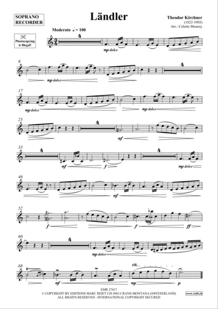 Landler Soprano Recorder scores gallery preview page 2