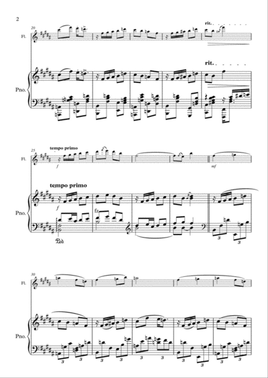 Humoresque No.6, A.Dvorak (flute and piano) Flute Solo scores gallery preview page 2