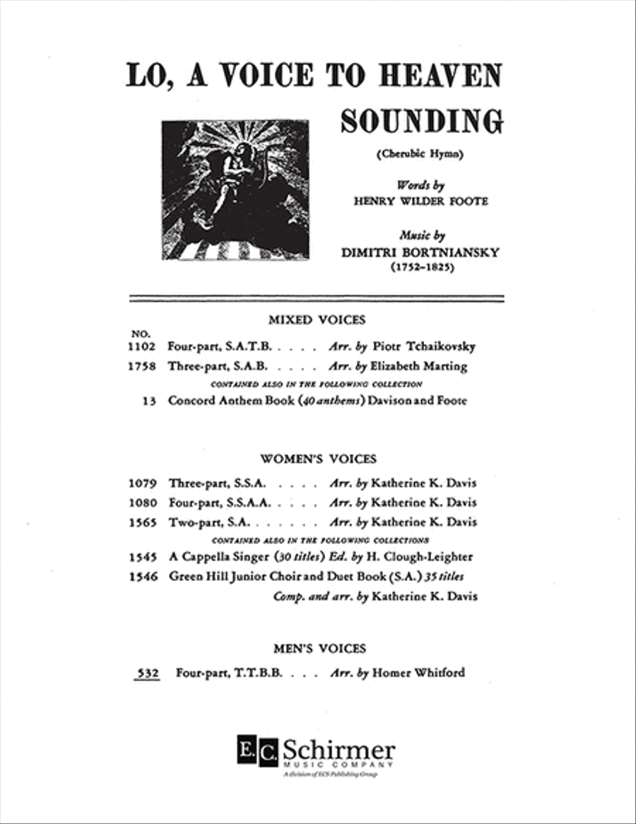 Lo, a Voice to Heaven Sounding (Cherubic Hymn) TTBB scores gallery preview page 1