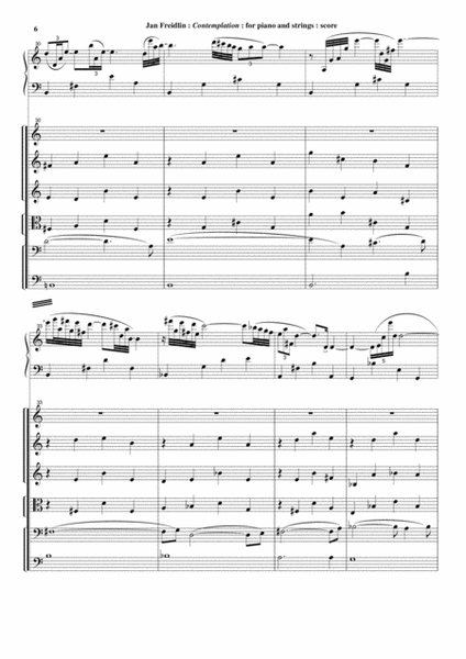 Jan Freidlin: Contemplation for solo piano and string orchestra, score and complete parts