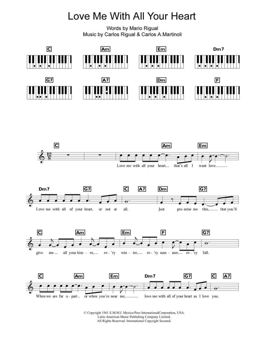Love Me With All Your Heart (Cuando Calienta El Sol) Piano scores gallery preview page 1