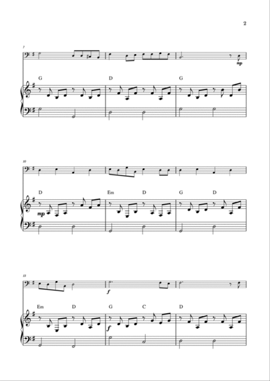 O Holy Night for Easy Cello and Piano Piano scores gallery preview page 2