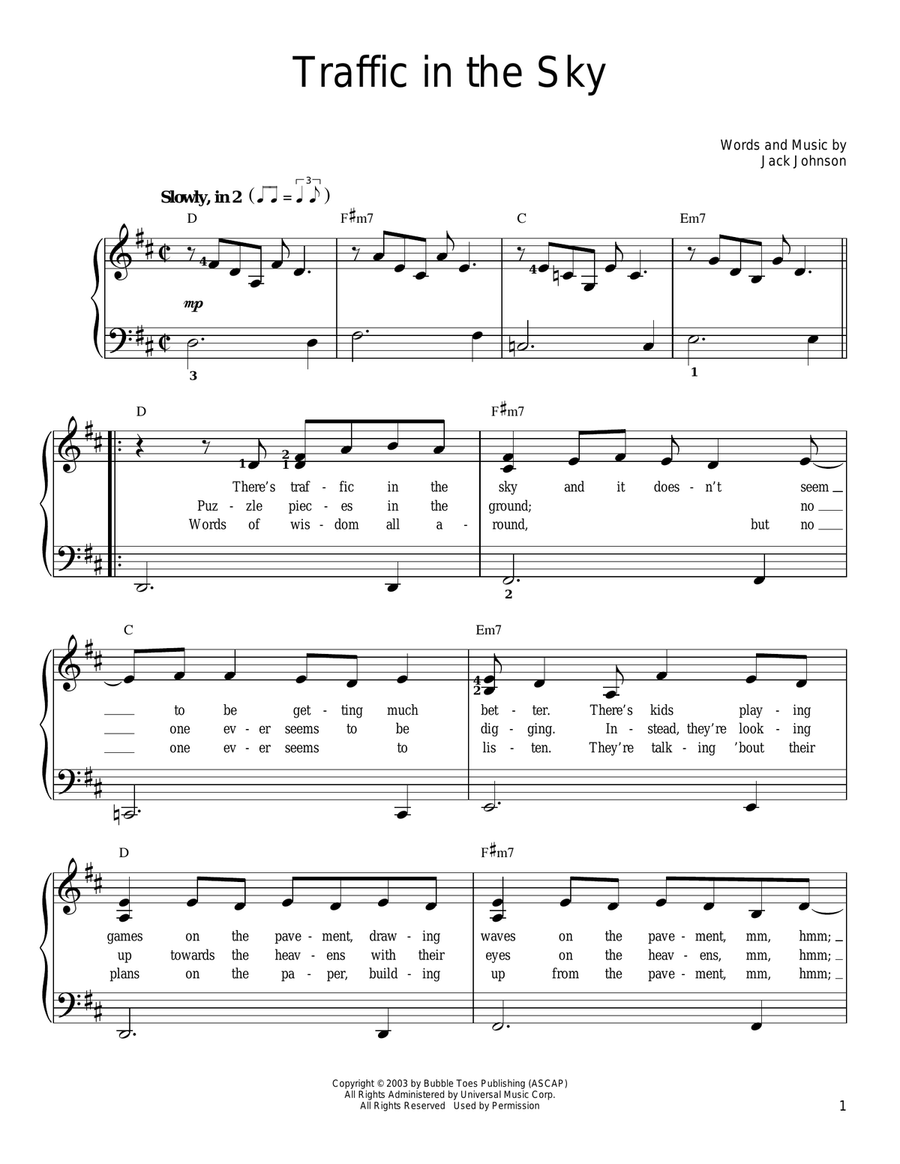 Traffic In The Sky Traffic In The Sky Easy Piano scores gallery preview page 1