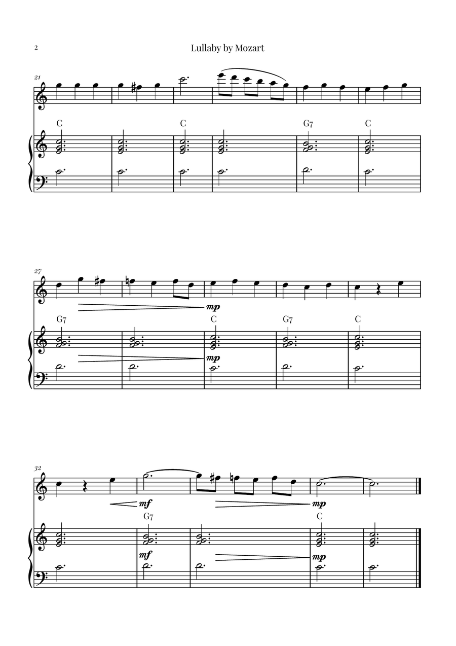 Mozart's Lullaby Chamber Music scores gallery preview page 2