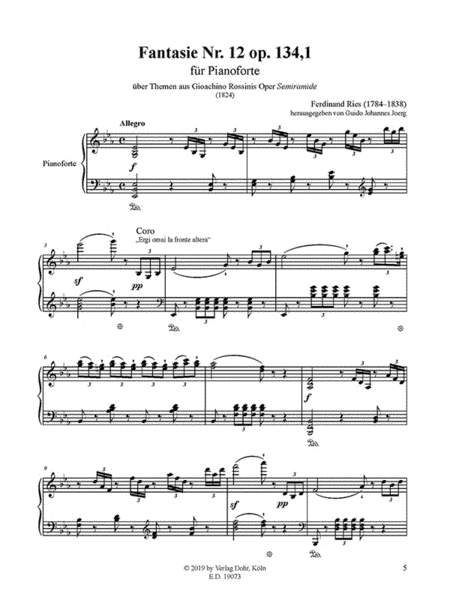 Fantasie Nr. 12 für Klavier op. 134,1 (1824) (über Themen aus Rossinis Oper "Semiramide")